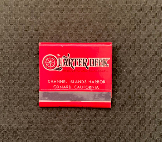 Vintage Matchbook, Quarterdeck, Restaurant, Seafood & Grog, Oxnard, California, Front Strike, with 30 Matches, Free Ship in Usa