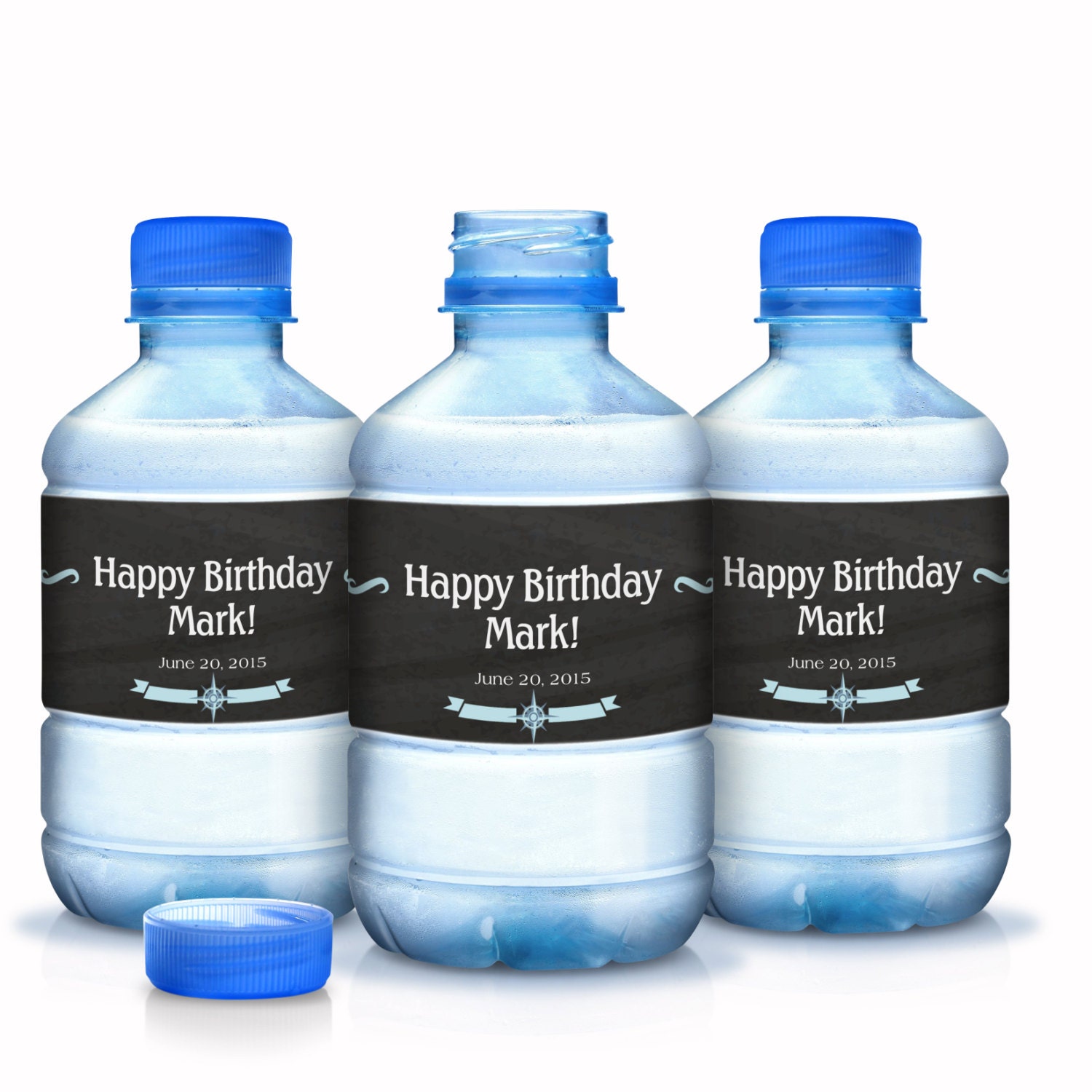 30 Birthday Water Bottle Labels - Ships Wheel Nautical Chalkboard Party Favors Wraps Decor