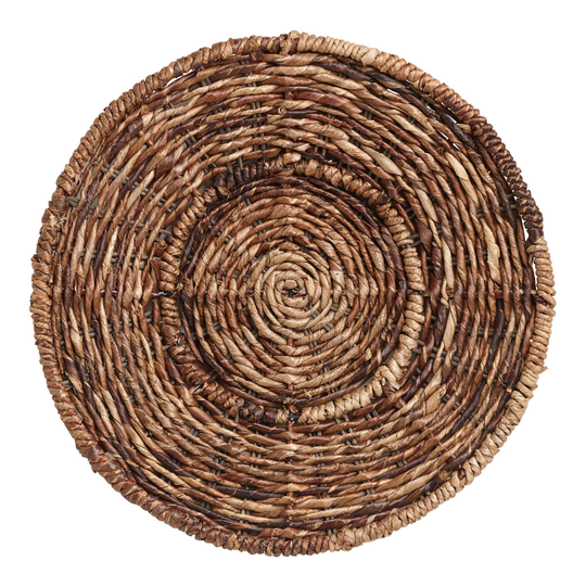 Round Madras Charger Set Of 4: Brown - Natural Fiber by World Market