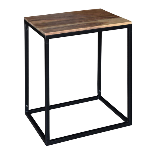 Acacia Wood And Iron Hamden End Table: Black/Brown by World Market
