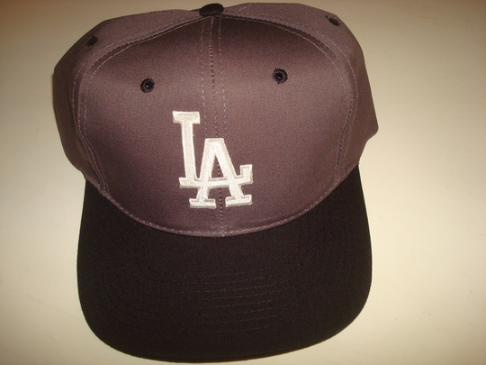 Dodgers Grey Black Snapback Script Hat Cap Vintage 90S