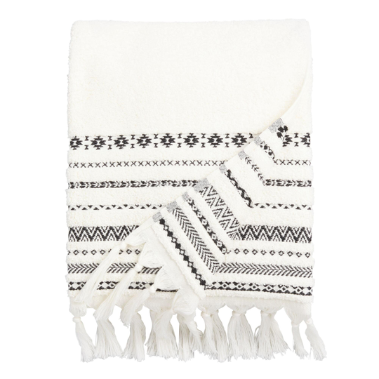 Ivory And Black Geo Stripe Zohra Bath Towel by World Market
