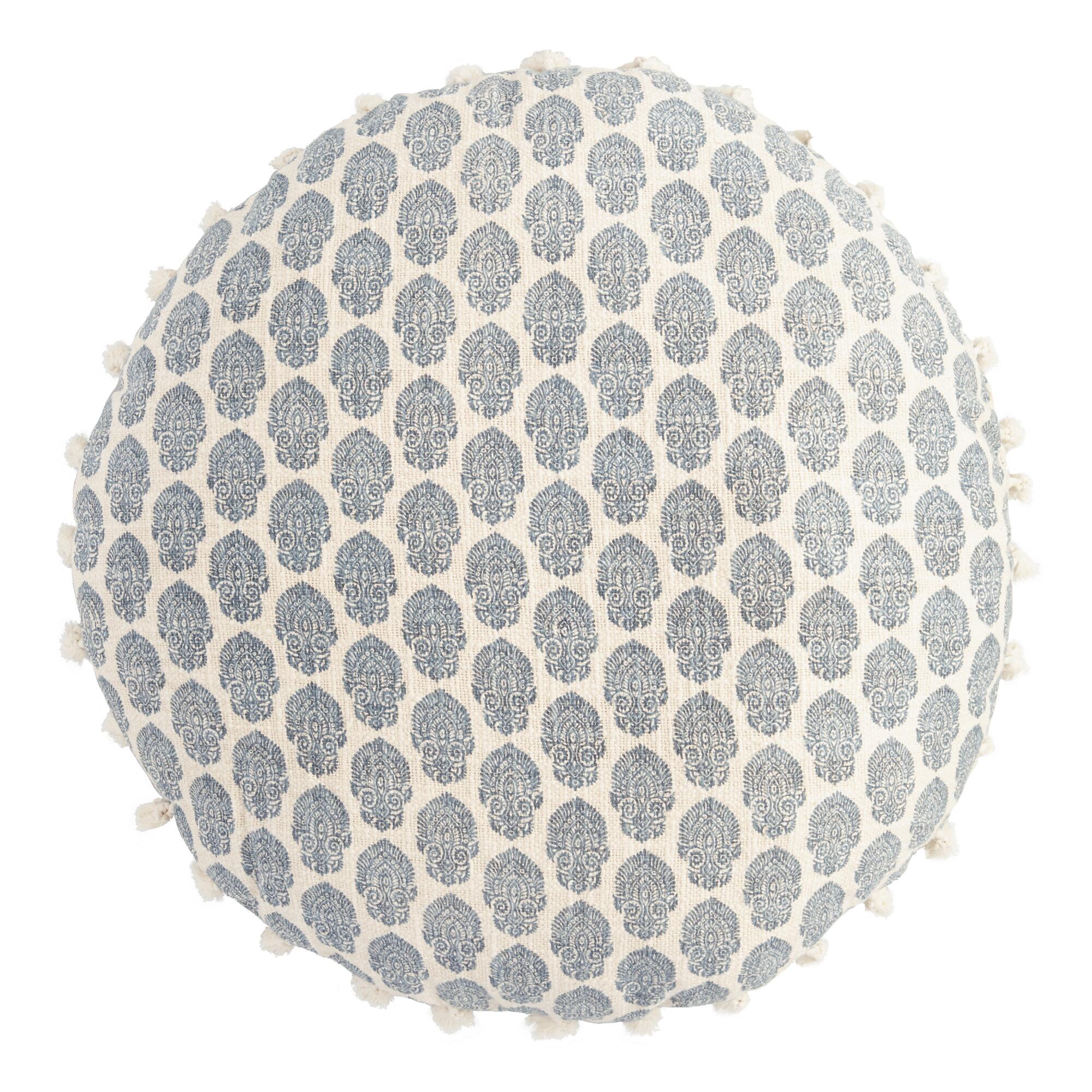 Round Blue Mandala Throw Pillow by World Market