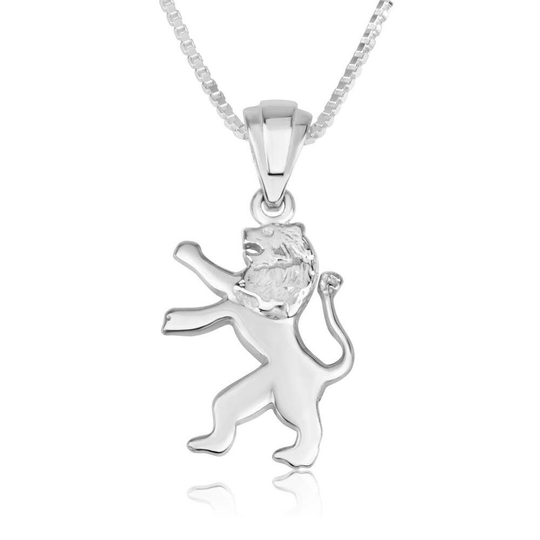 Lion Judah 925 Sterling Silver Pendant Jerusalem Emblem Jewelry Jewish With A Chain Made Of Holy Land