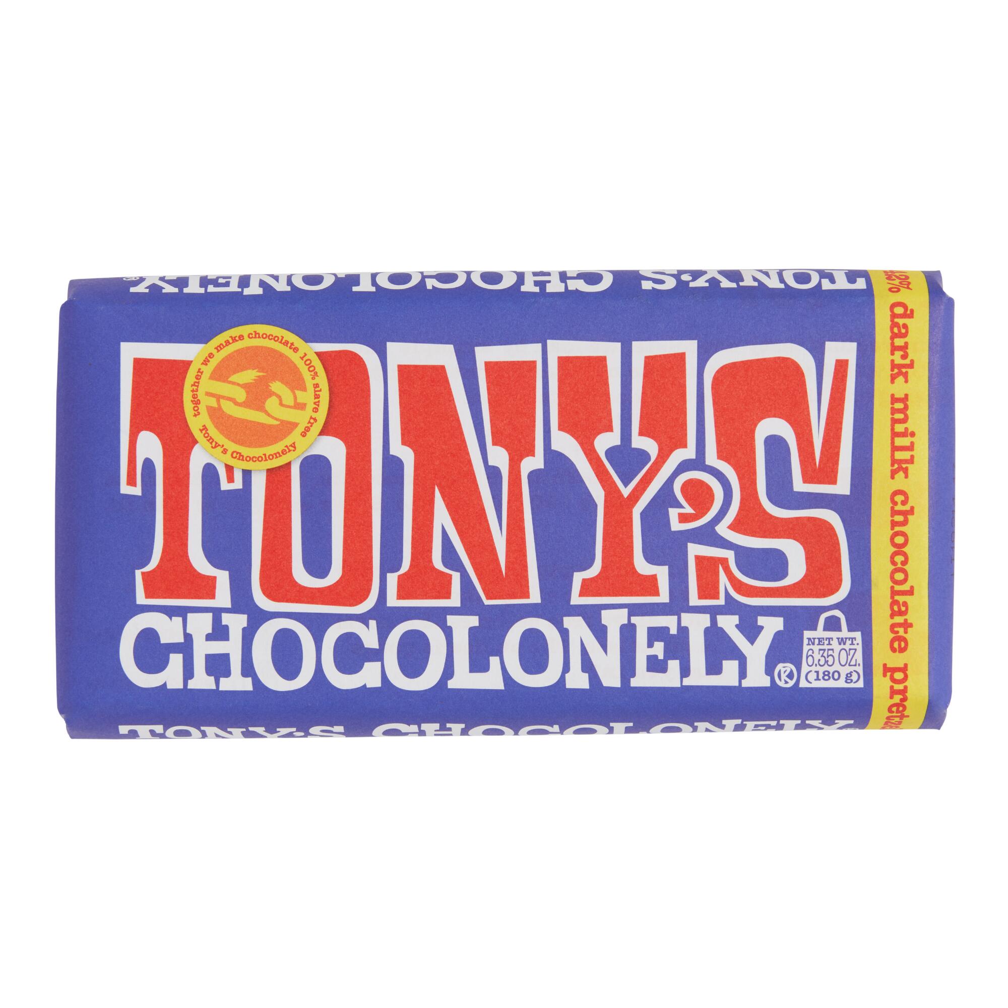 Tonys Chocolonely Pretzel Toffee Dark Milk Chocolate Bar by World Market