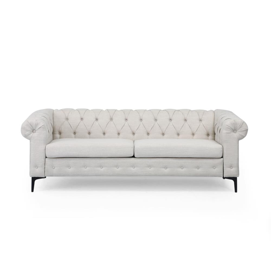 Best Selling Home Decor Bannock Modern Beige and Black Polyester/Blend Sofa in Off-White | 311849
