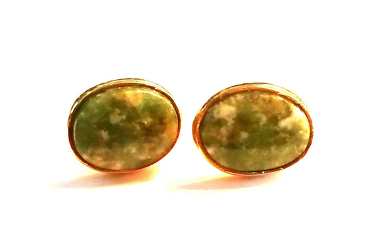 Small 14K Gold & Jade Post Earring