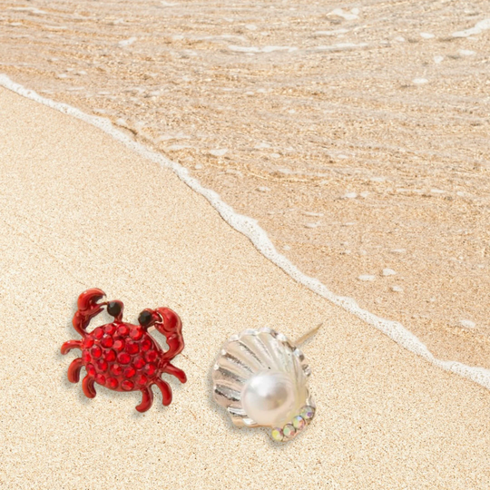 Beach Stud Earrings - Shell Studs, Crab Earrings, Boil, Seashore Accessories, Vibes