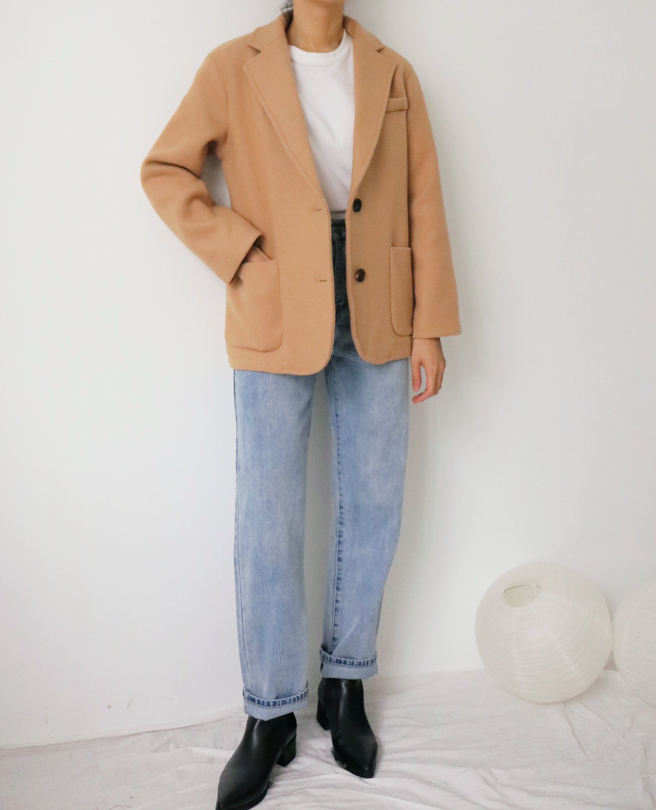 Wafer Coat -Custom Cashmere/Wool Blend Skinny-Fit Wool Coat | More Colours Available