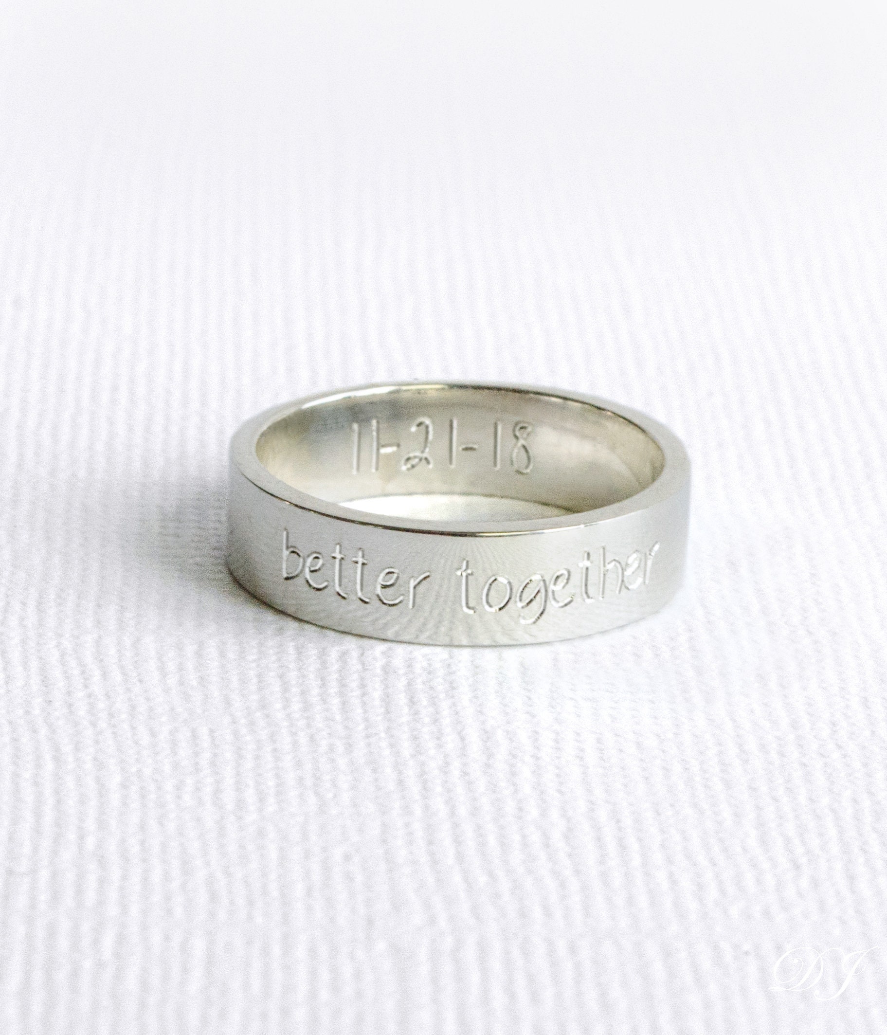 Wide Engraved Ring For Men, Personalized Handwriting Band Mens Boyfriend Husband Couples Custom Name Father's Day Gift Him