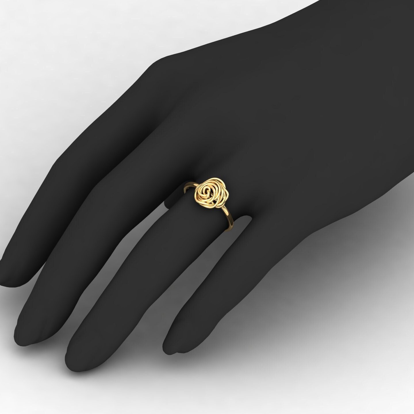 Flower Ring, 14K Gold Dainty Edwardian Engagement Yellow Unique Gift For Women