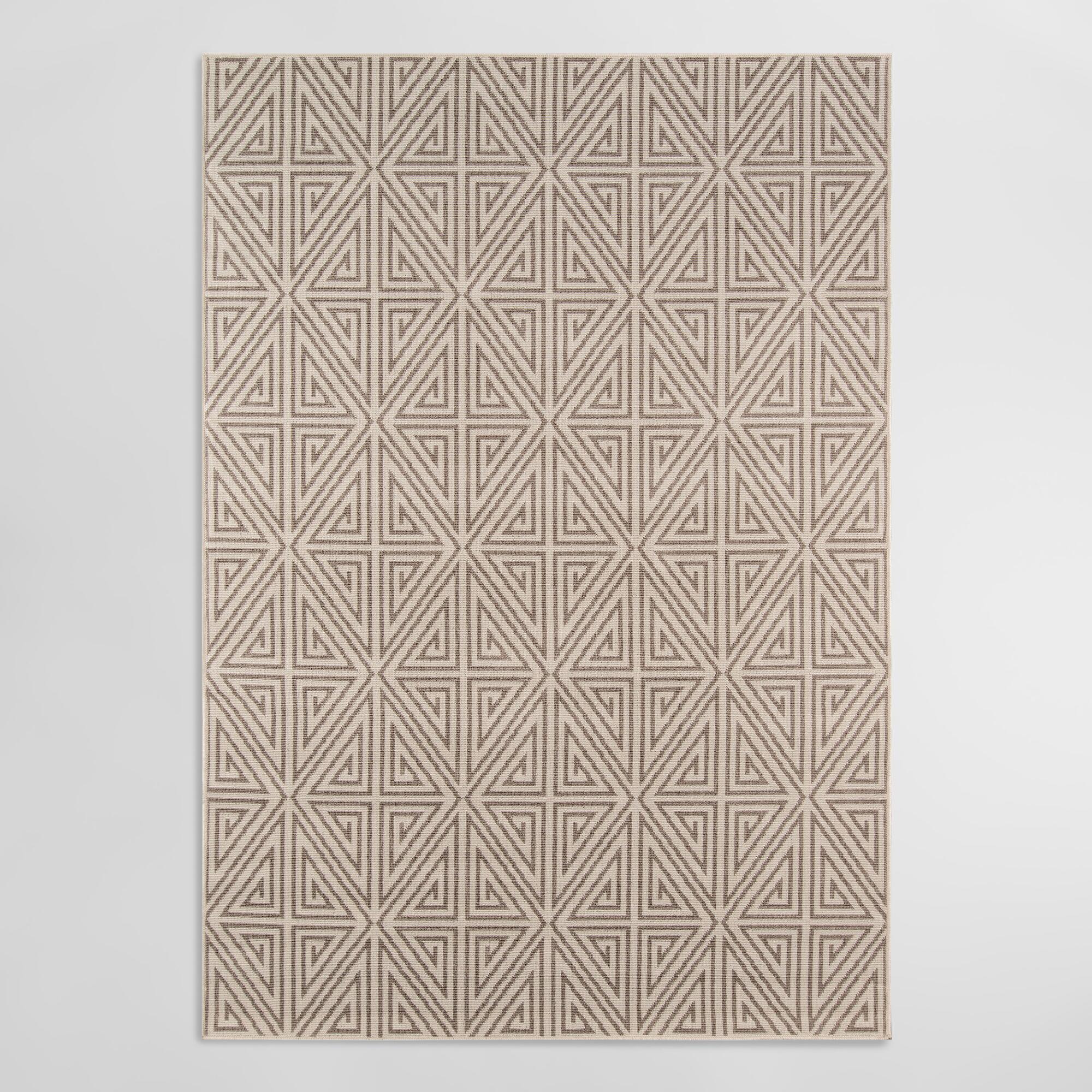 Taupe Geometric Lattice Bali Indoor Outdoor Patio Rug - Polypropylene - 5' x 8' by World Market