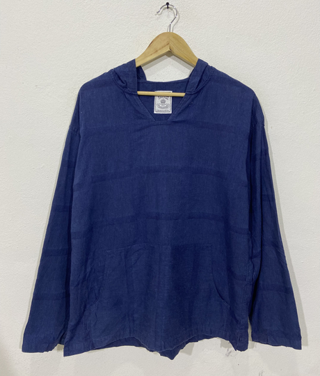 Bming Beams Japan Traditional Breton Smock Style Jacket Belgian Linen Blend Navy Blue Workwear Menswearpull Over Hoodie Size M