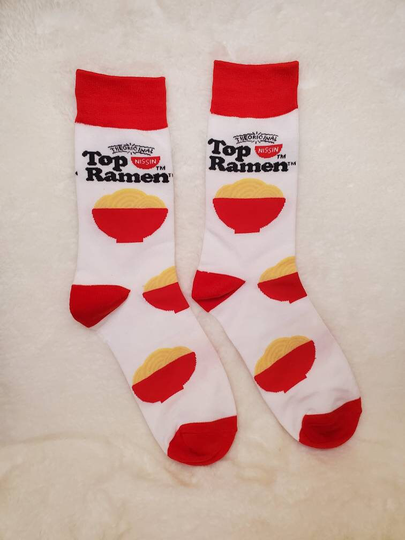 Ramen Noodle Inspired Adult Unisex Crew Sock Shoe Size 8-12