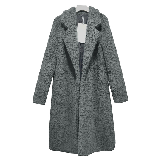 VITIANA Women Black Long Open Stitch Coat Winter Women Red Turn-Down Collar Blends Clothes Femme Party Clothing Dropshipping - gray, l - large grey