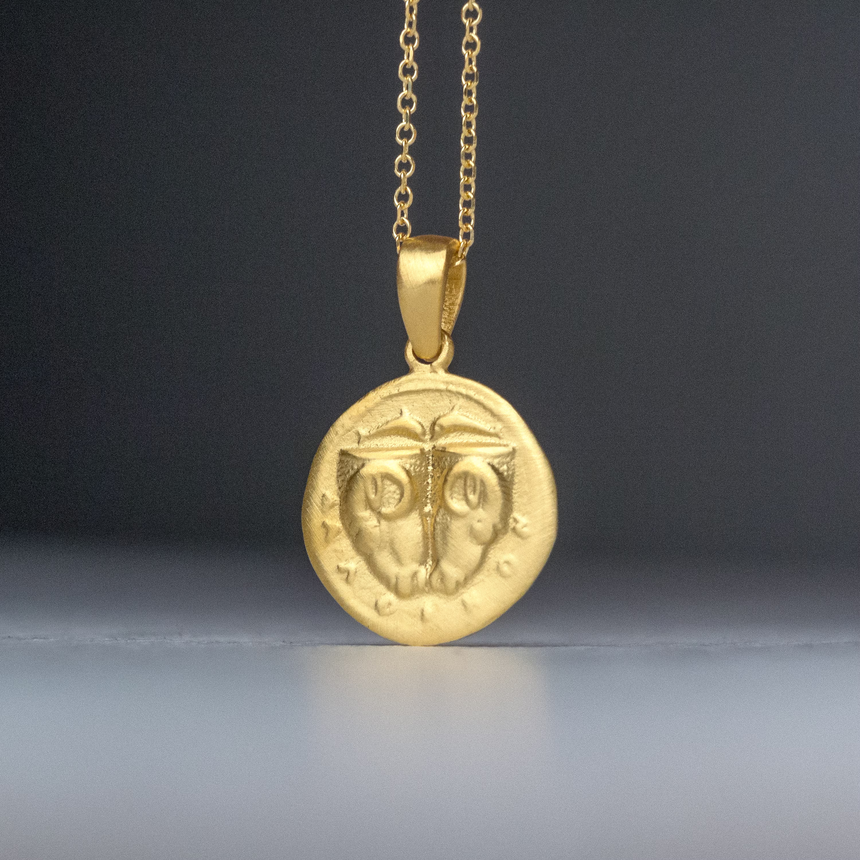 Solid Gold Ancient Greek Coin Necklace/Unique Delphi Pendant in 9K, 14K Or 18K Fine Jewelry