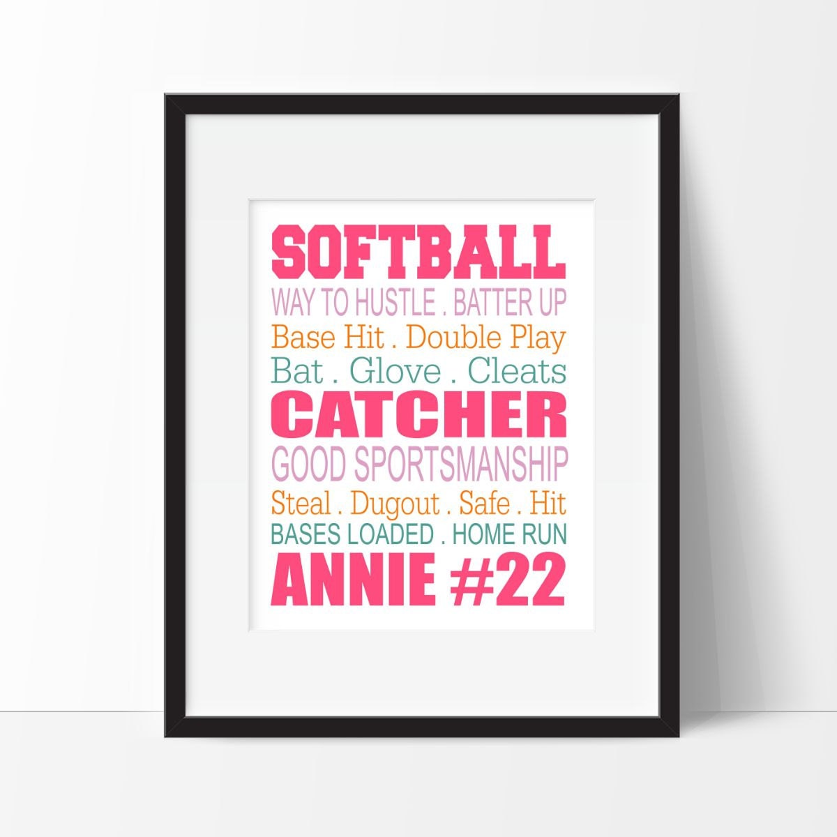 Softball Wall Art, Decor, Room Makes A Great Gift For Any Player