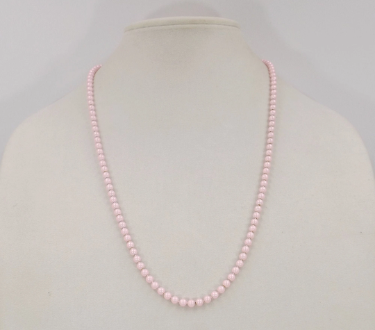 25" 5mm Pink Faux Pearl Ball Chain Necklace