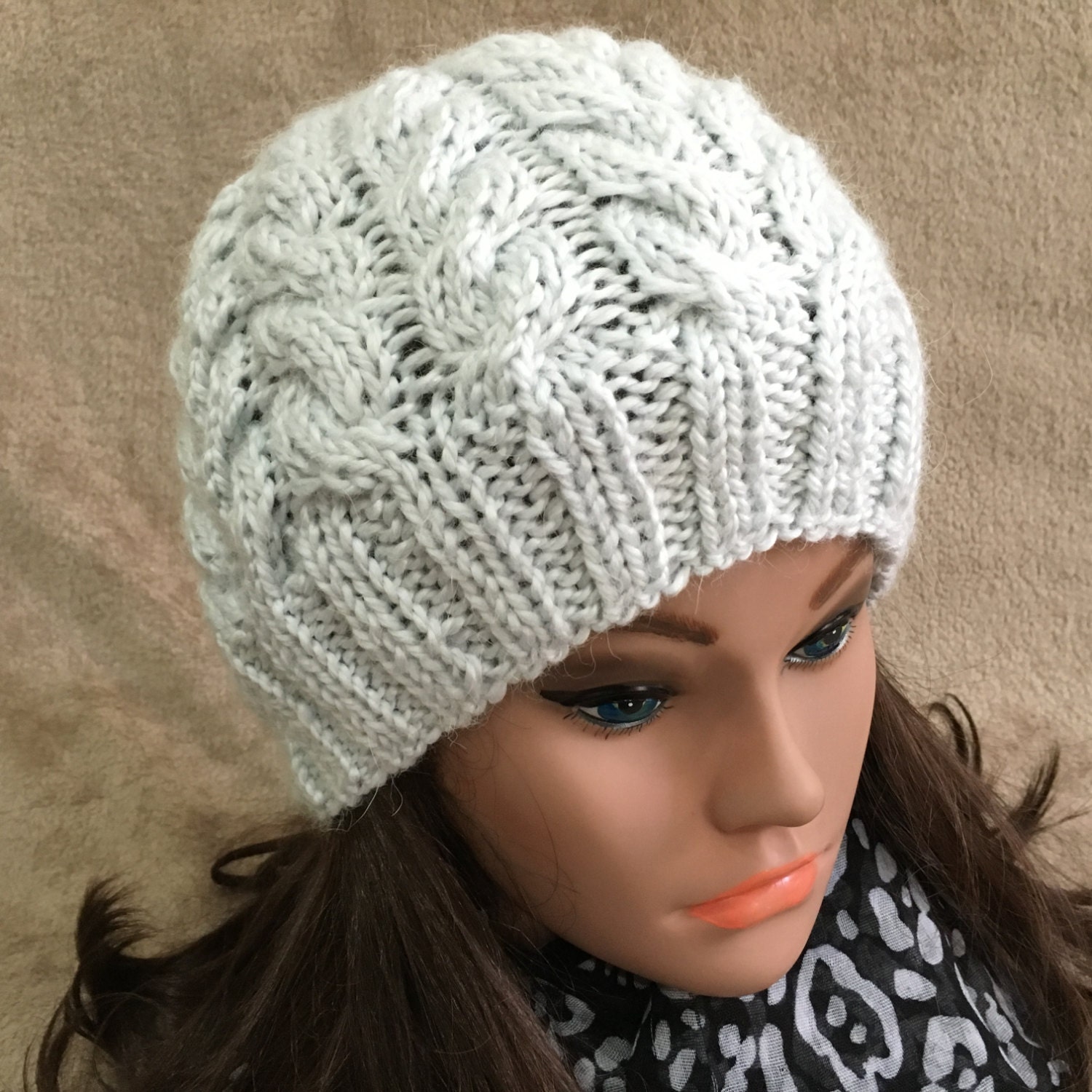 Women Hat Hand Made Knit Wool Blend Alpaca Yarn Slouchy Beanie Winter Nice Gift