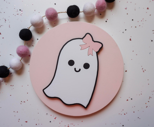 Pink Ghost | Halloween Decor Hey Boo Bookshelf Kid Sign Party Decorations