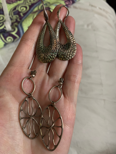 Vintage 925 Sterling Oxidized Silver Earrings Web Design Post Style The Other Pair Is A Large Teardrop Hoop Price For Both Pairs