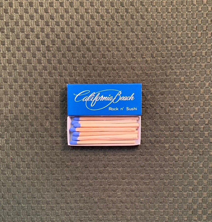 Vintage Matchbook, California Beach, Sushi, Steak, Seafood, Restaurant, California, Matchbox, with Wooden Match Sticks, Free Ship in Usa