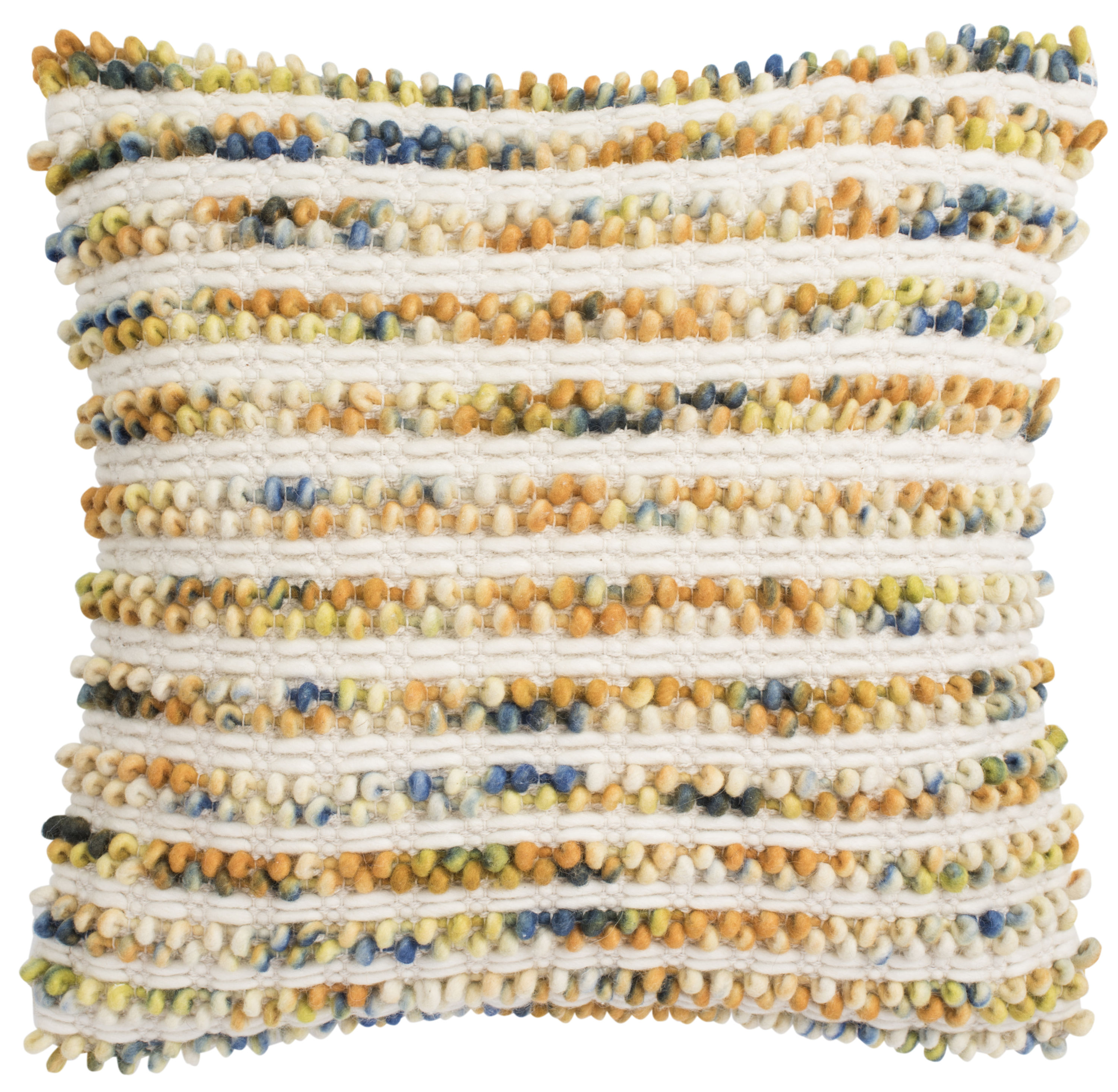 Safavieh Thin Striped Looped 20-in x 20-in Apricot Blend Handloom Wool Indoor Decorative Pillow Cotton in Off-White | PLS112A-2020