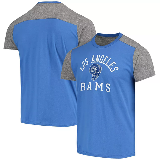Men's Majestic Threads Royal/Heathered Gray Los Angeles Rams Gridiron Classics Field Goal Slub T-Shirt, Size: Small, LAR Blue