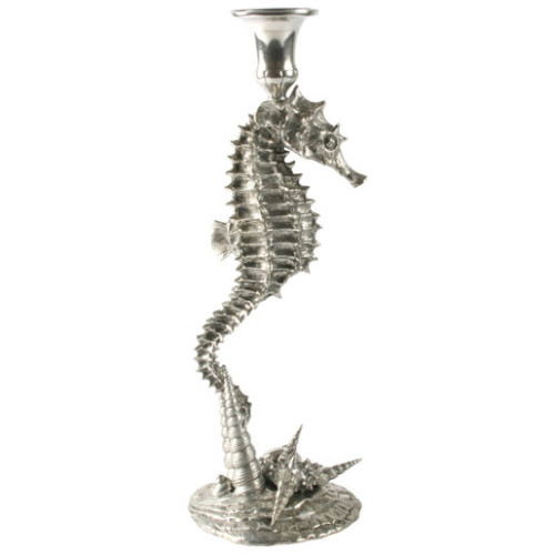Vagabond House Sea And Shore Pewter Seahorse Candlestick