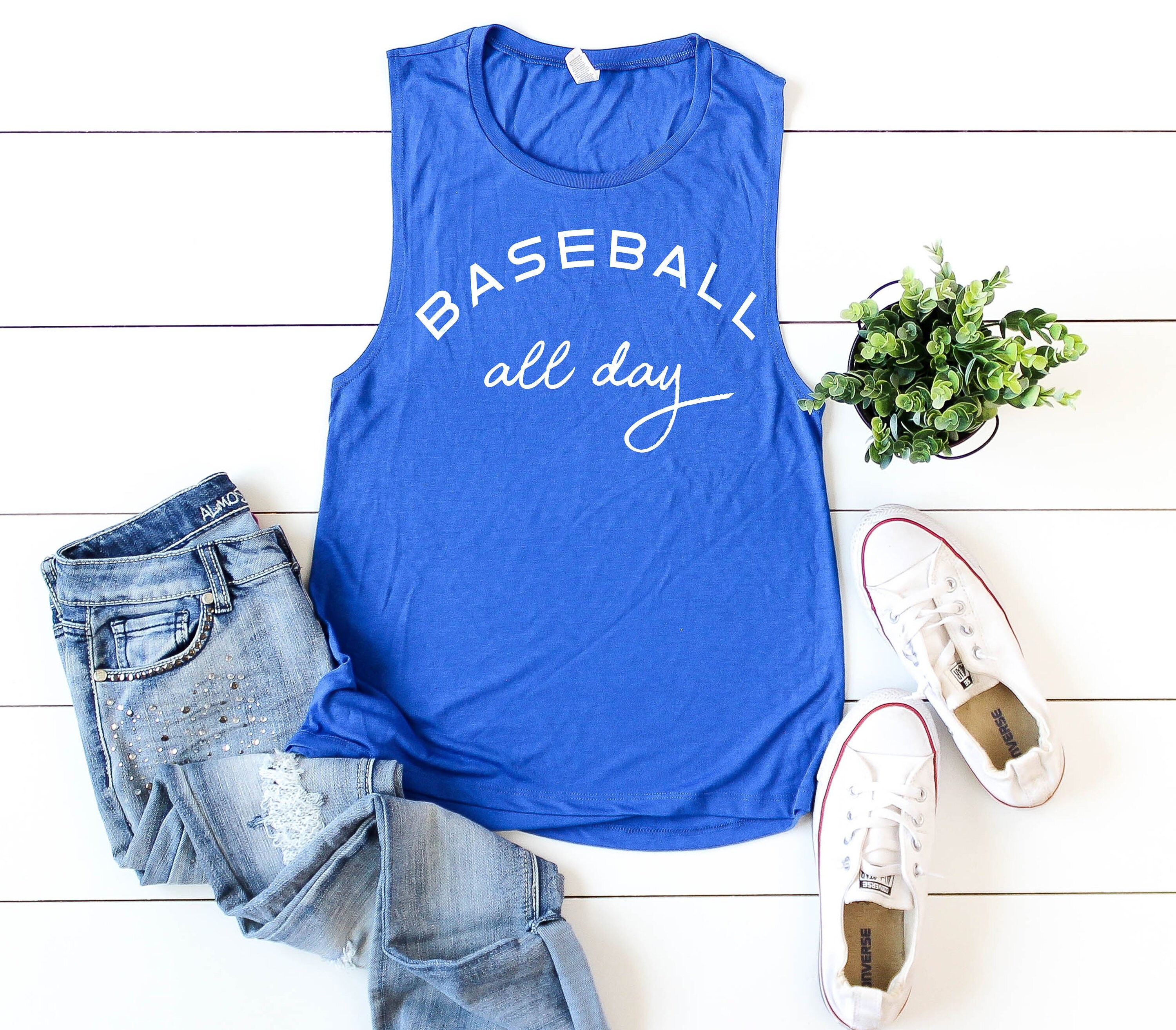 Baseball Womens Moms All Day Muscle Tank Top Cute Shirt For Game Softball Sports Tanks