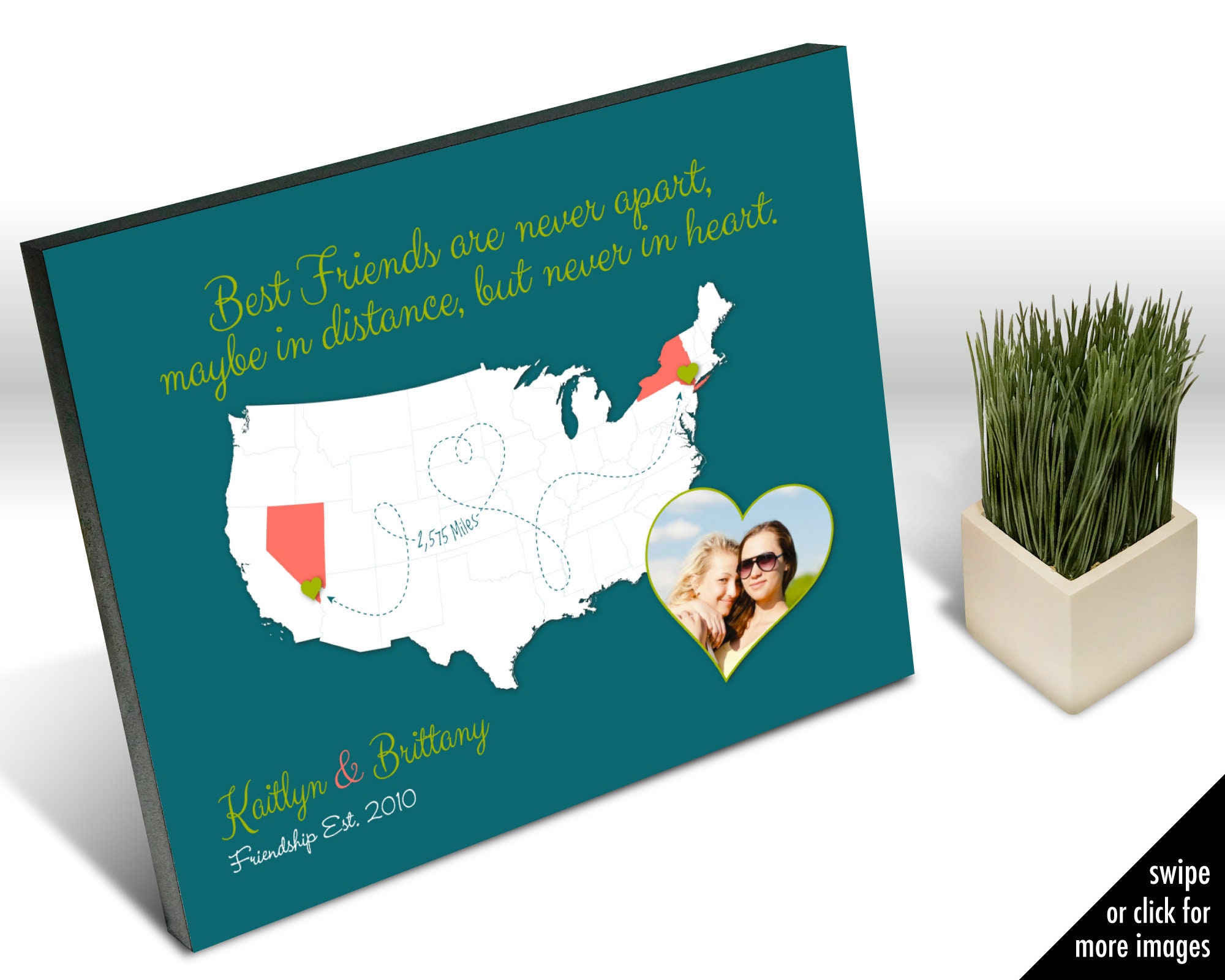 Best Friends Are Never Apart, Maybe in Distance But Heart, Personalized Going Away Gift For Friend, Long Friend