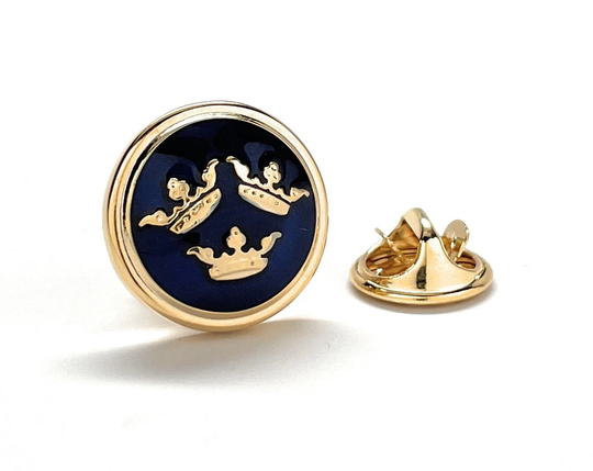 Three Kings Lapel Pin Royal Blue Gold Crowns Tie Tack The Family Enamel Crest