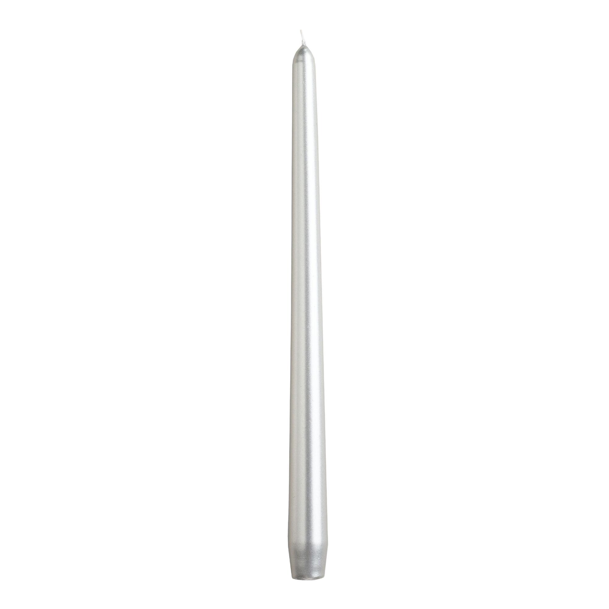 Metallic Silver Taper Candles Set of 4 - Wax by World Market