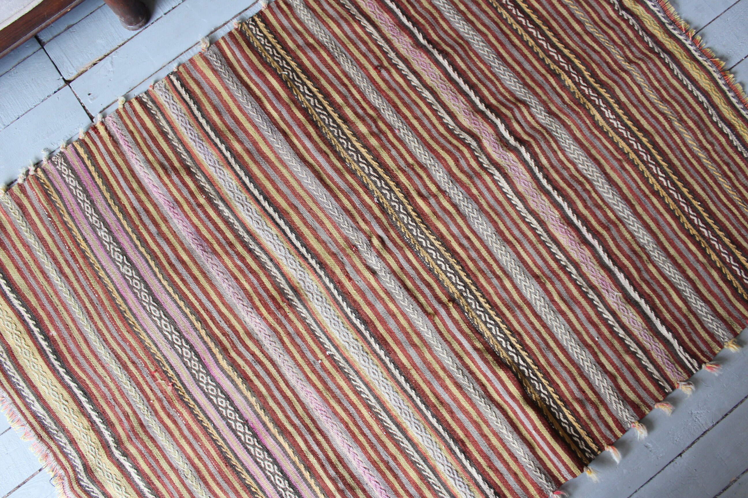 2'9x4'8Ft Vintage Striped Kilim, Ethnic Bohemian Kilim Rug, Antique Rug"