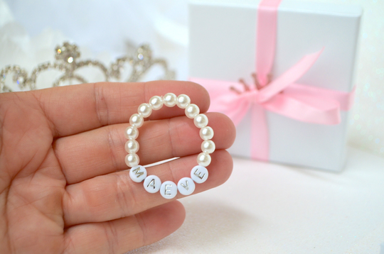 Pearl Girls Bracelet, Toddler Photoshoot, Personalized Kids First Day School, Baby Shower Gift, Best Friends Bracelet