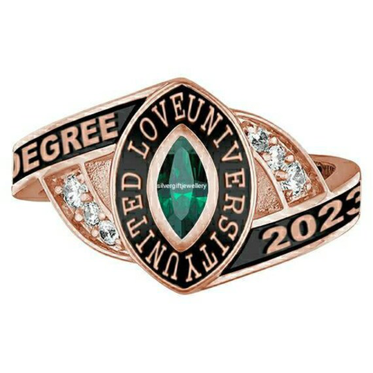 Rosegold Color Class Ring, Custom Graduation Ring, Gift For Her