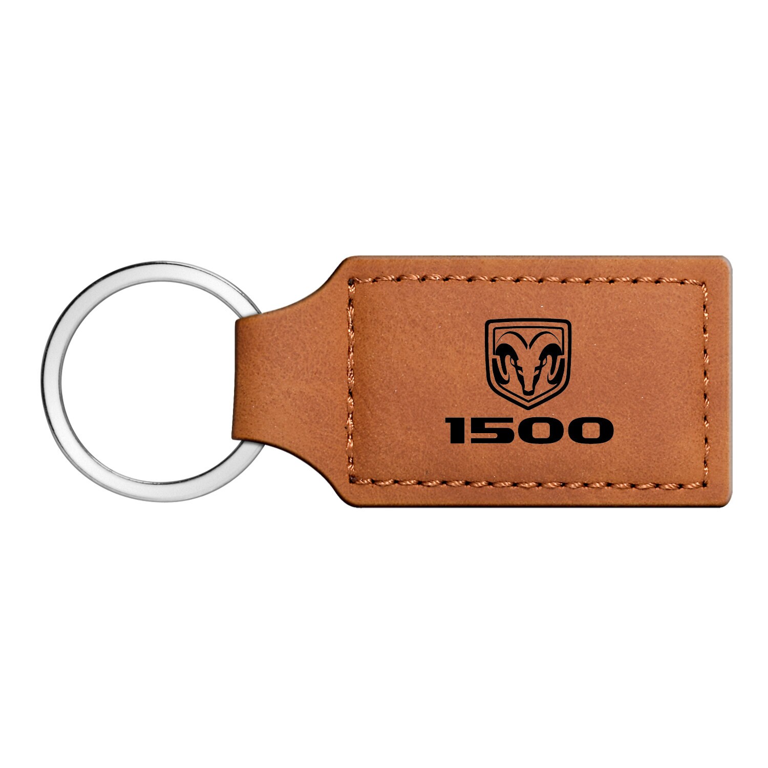 Ram 1500 Logo Rectangular Brown Leather Key Chain