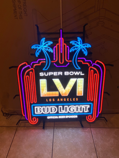 Super Bowl 56 Bud Light Led Sign Rams Vs 49Ers Man Cave Tiki Bar Game Room