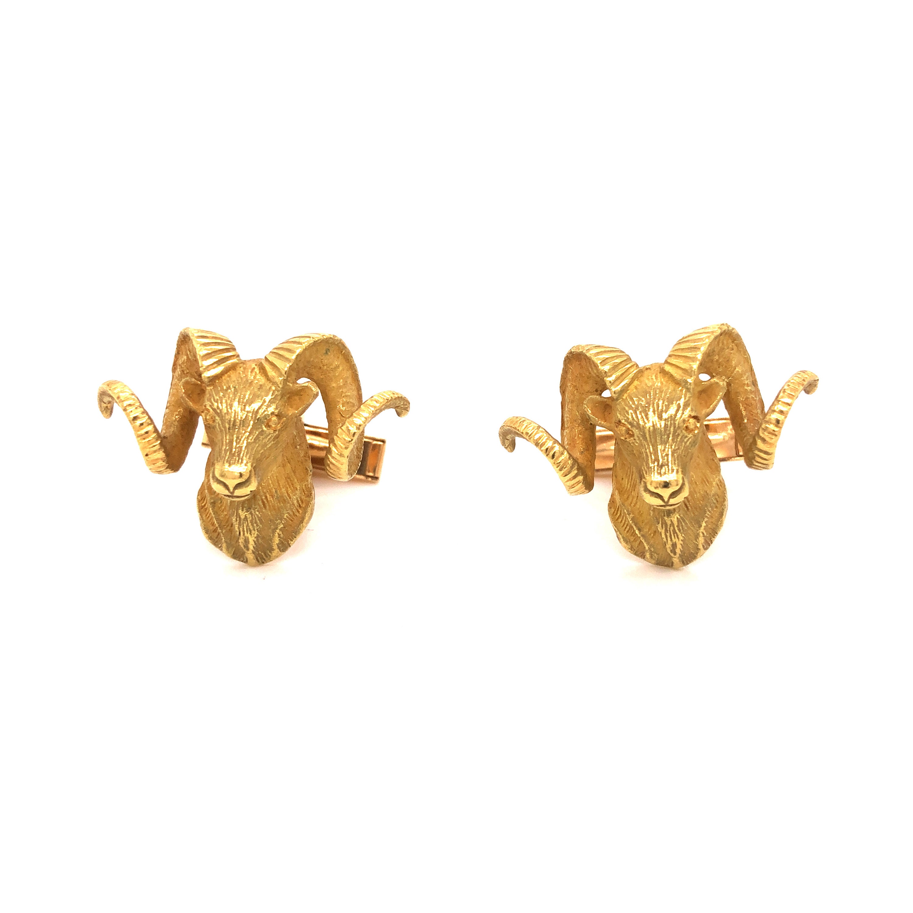 18K Gold Ram's Head Cuff Links