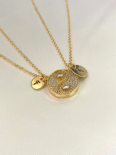 24K Gold Plated Yin-Yang Magnetic Couple Necklace, Personalization, Yin Yang Jewelry, Matching Friends, Personalized His & Hers, Bff