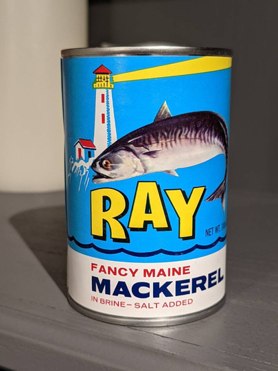1960's Ray's Fancy Maine Mackerel Old Can Label On - Lighthouse Millbridge