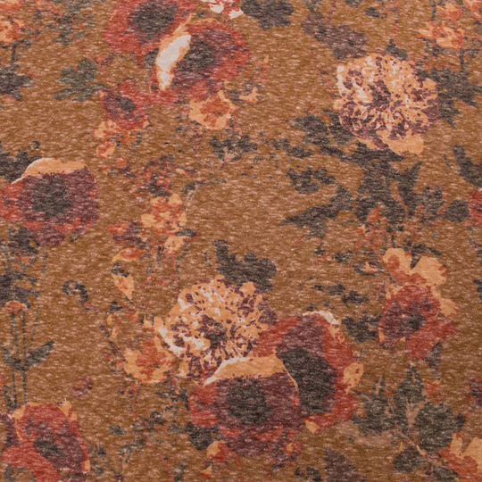 Mustard Rust 58"Floral Printed Tri Blend Fabric By The Yard - Style P-14-Tri-Blend