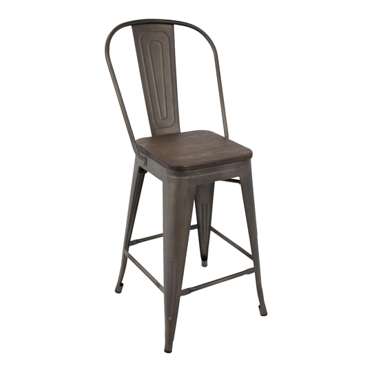 Metal and Wood High Back Arwen Counter Stools Set Of 2 by World Market