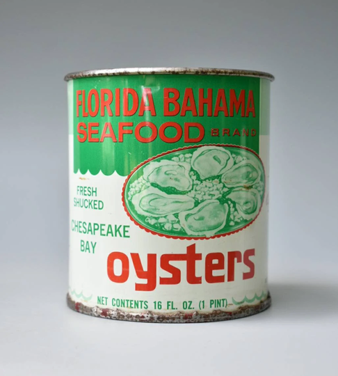 Oyster Tin Florida Bahama Seafood Brand Pint Can