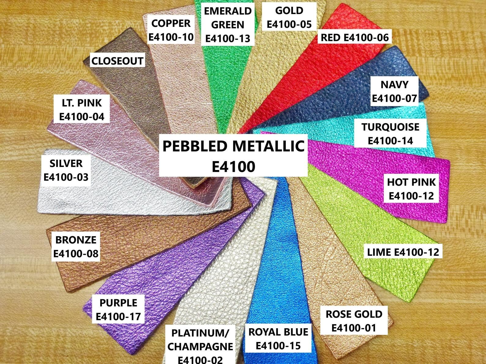 Choice Of Color 12x20 Or 10"x24" Shiny Pebbled Metallic 16 Colors - Soft Cowhide Leather 2.75-3 Oz/1.1-1.2 Mm Peggysuealso E4100"