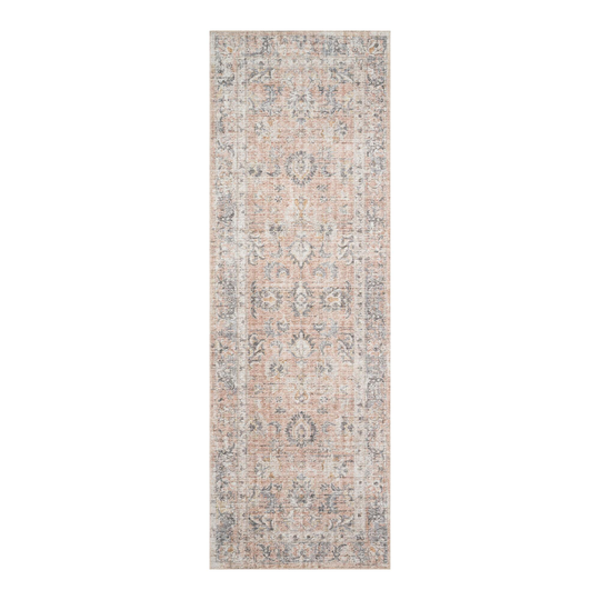 Blush and Gray Distressed Persian Style Paros Floor Runner: Gray/Pink by World Market