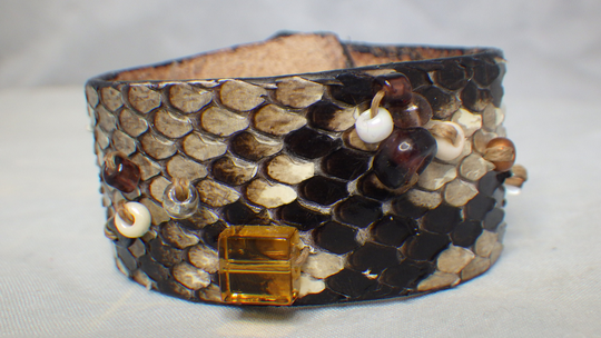 Python Leather Hand Made Shawl Cuff