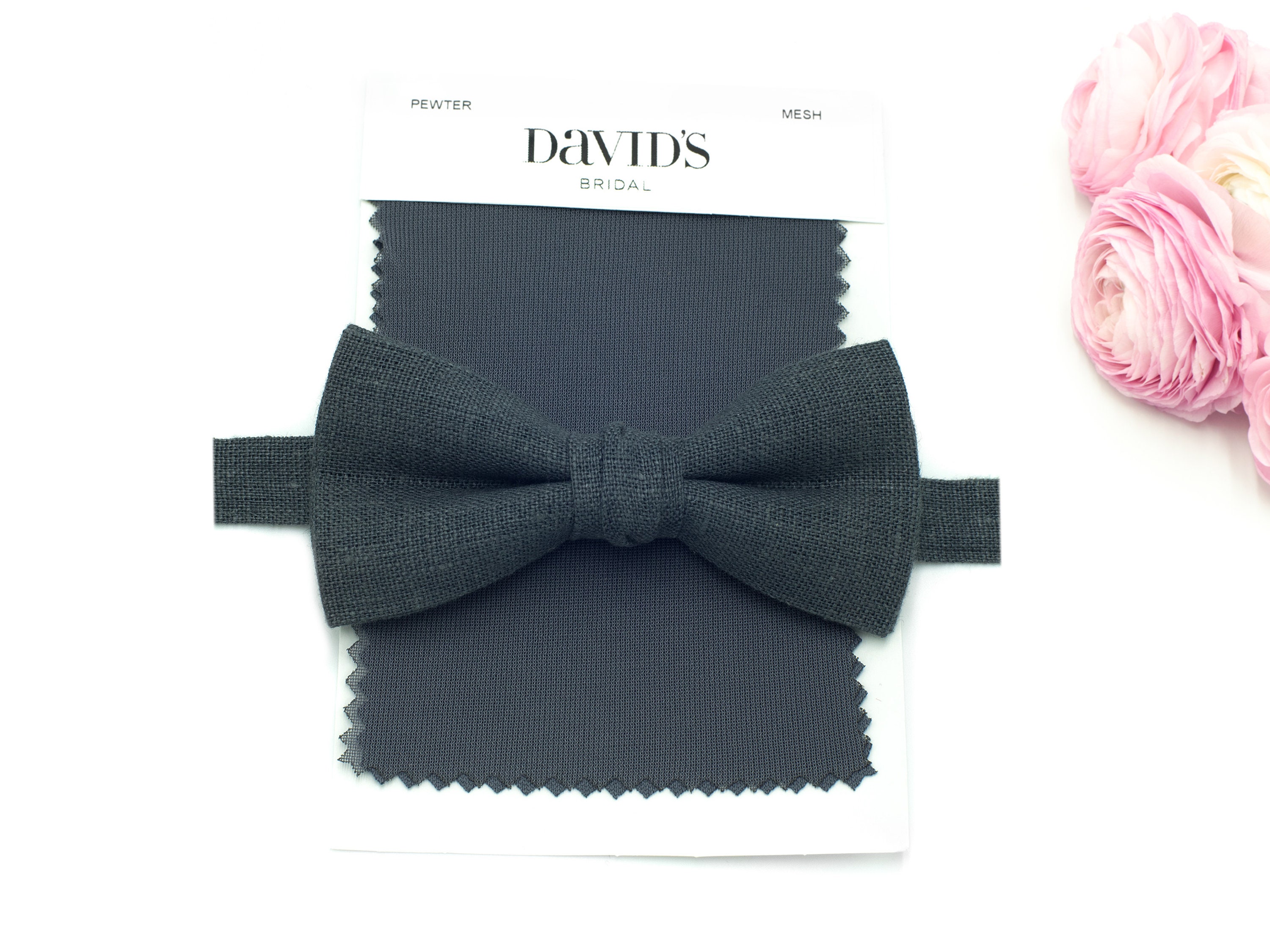 Gray Pewter Bowtie & Pocket Square Groomsmen Charcoal Bow Tie Wedding Outfit