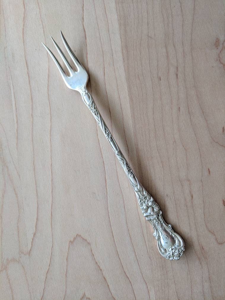 Antique 1835 R Wallace 1902 Floral Seafood/Cocktail Fork 5 7/8 Mono G, Set Of 6