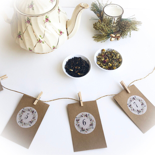 Tea Advent Calendar With New Tea Blends 2021 | 24 Days Of Christmas |Organic Loose Leaf Garland Countdown-Limited